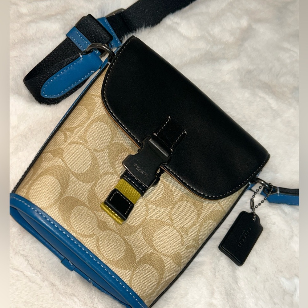 Coach 
Track Small Flap Crossbody In Colorblock Signature Canvas